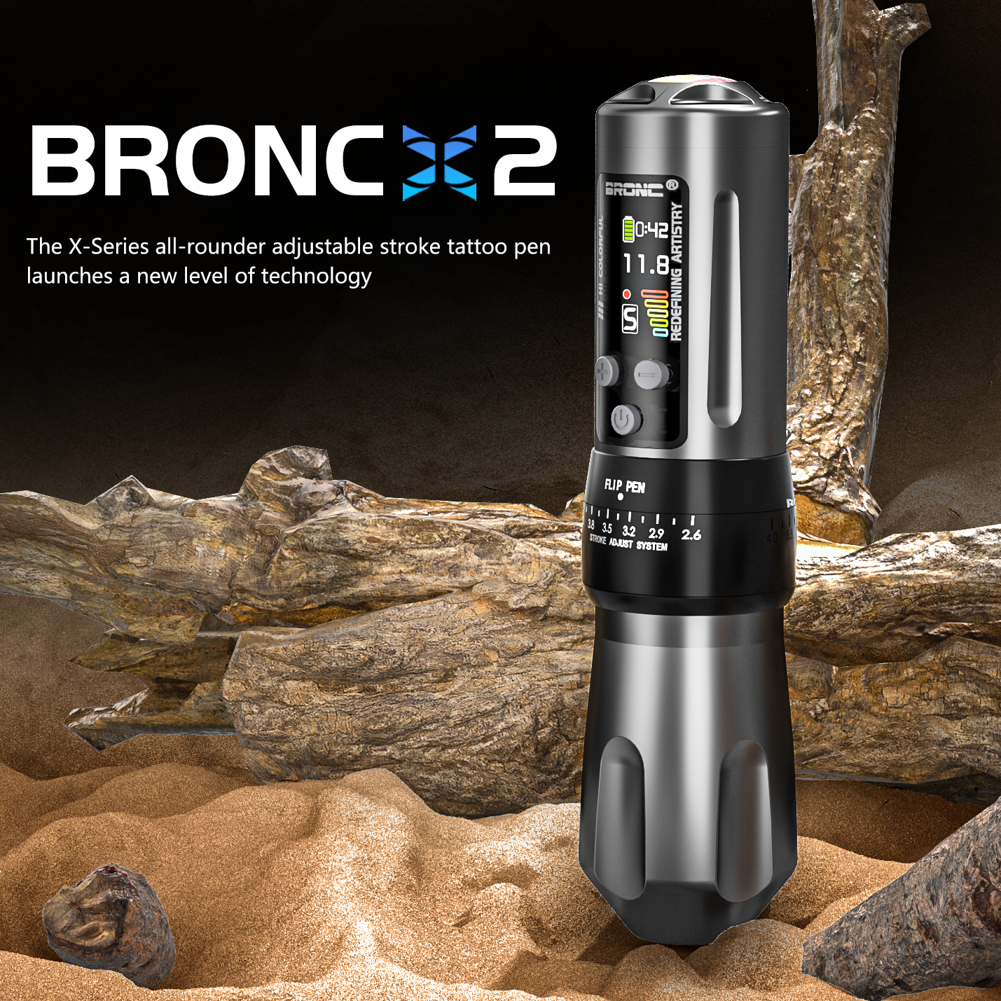 2024 BRONC X2 Adjustable Wireless Tattoo Pen