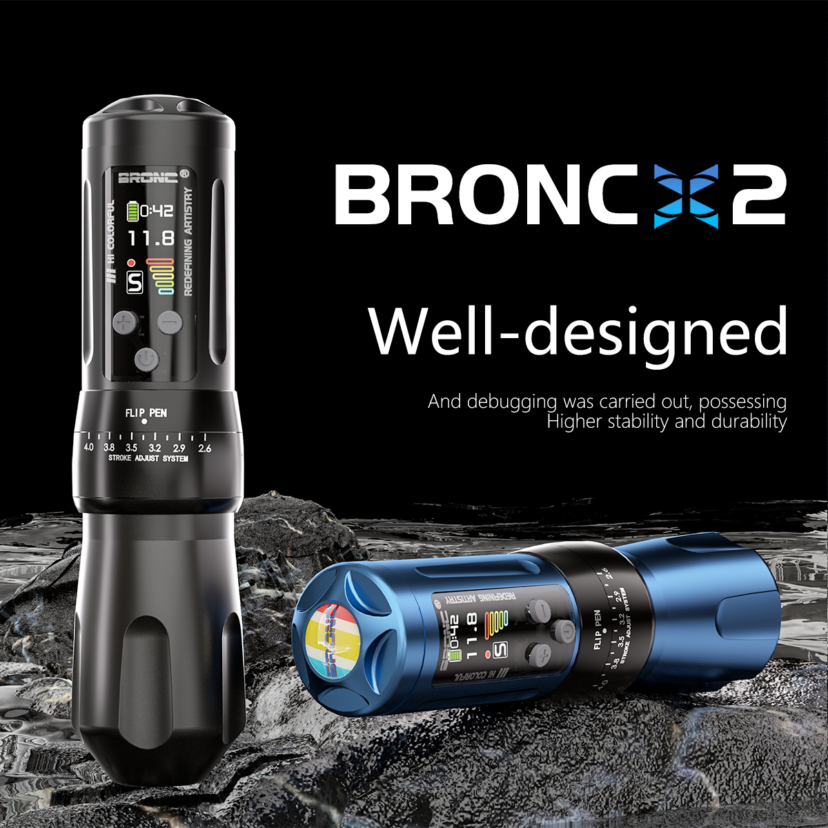 2024 BRONC X2 Adjustable Wireless Tattoo Pen