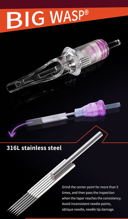 BIGWASP Cartridges Needle Transparent &Textured Needles-Magnums