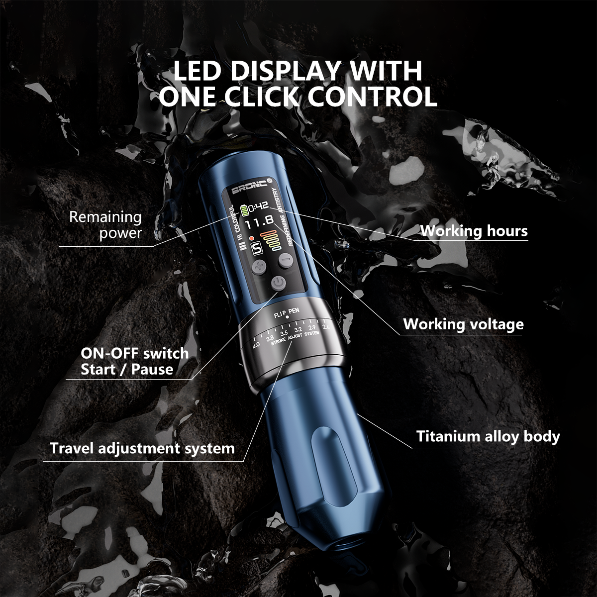 2024 BRONC X2 Adjustable Wireless Tattoo Pen