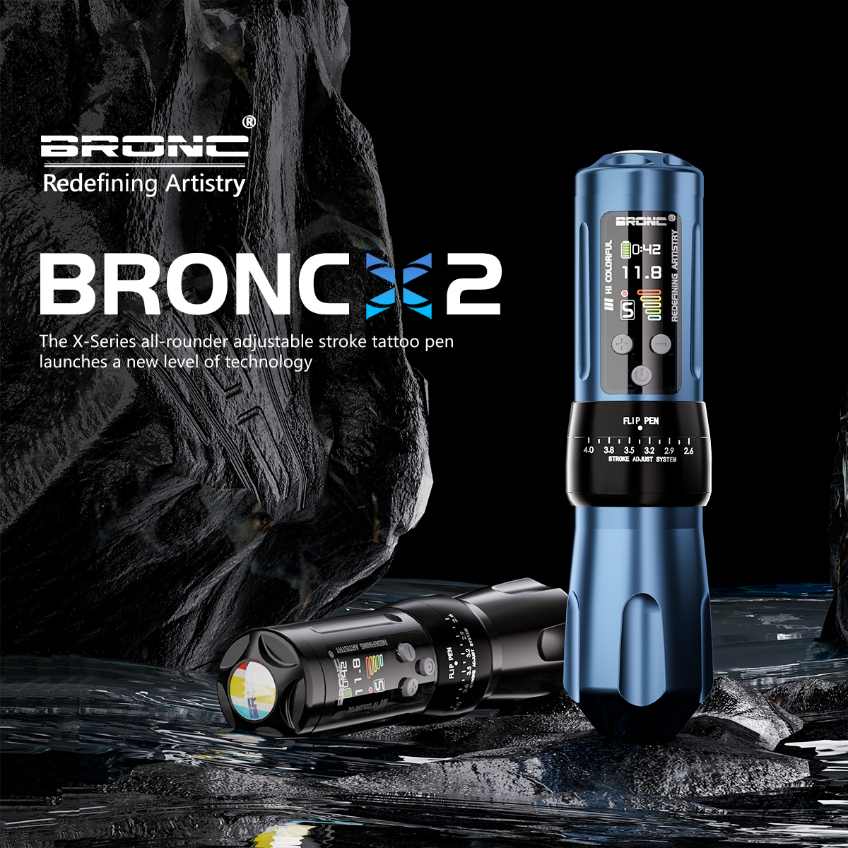 2024 BRONC X2 Adjustable Wireless Tattoo Pen