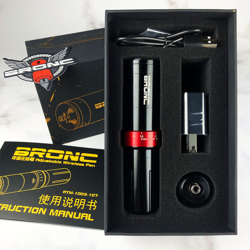BRONC Adjustable Wireless Tattoo Pen V12  for professional tattoo by bronc tattoo supply.